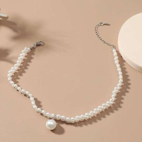 Dámska móda, doplnky - Pletený perlový náhrdelník